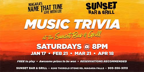 Niagara's Name That Tune Music Trivia at the Sunset!