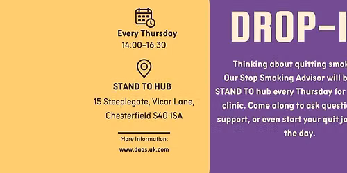 Stop Smoking Drop-in at STAND TO in Chesterfield Town Centre.