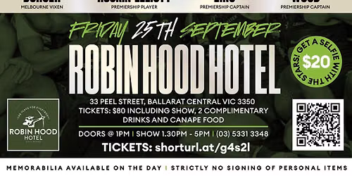 The Robin Hotel GF Eve Long Luncheon -Cameron Ling-Hoskin-Elliot-Borger-Easton Wood Sep 25th Live!