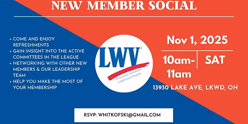 LWV New Member Social for Lakewood members