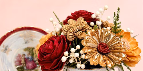 CREATE YOUR OWN ANTIQUE TEACUP\/SAUCER WOOD FLOWER ARRANGEMENT.