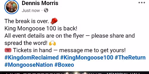 Dennis Morris is back