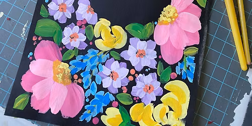 Acrylic Workshop - Florals on Black Paper