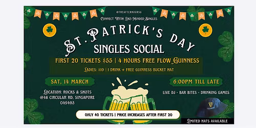 St. Patrick\u2019s Singles Social | Costume Party & Free Flow Guinness