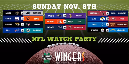 NFL SUNDAY TICKET @ WINGERS ALEHOUSE
