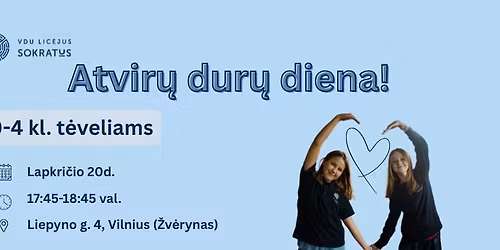 Lic\u0117jaus \u201eSokratus\u201c Atvir\u0173 dur\u0173 diena 0-4 kl.!