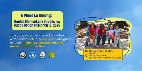 New Buddy Bench at Goulds Elementary Promotes Kindness on March 19! \u2728
