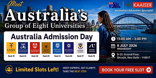 Study in Australia Admission Day | Group of Eight Universities