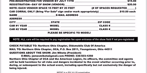 43rd Annual All Oldsmobile Car Show & Swap Meet
