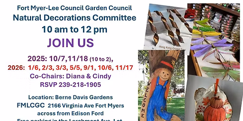 FMLCGC Natural Decorations Commitee, please RSVP
