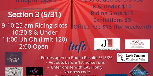 Rockin J Races Open 4D $1000+ added 