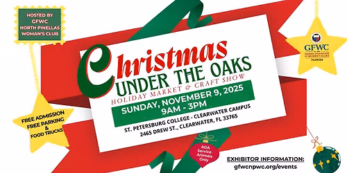 Christmas Under the Oaks Holiday Market & Craft Show presented by GFWC North Pinellas Woman's Club