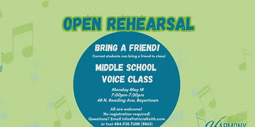 Open Rehearsal: Middle School Voice Class