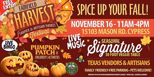 \ud83c\udf42FAIRFIELD- HARVEST FESTIVAL-FARMERS MARKET