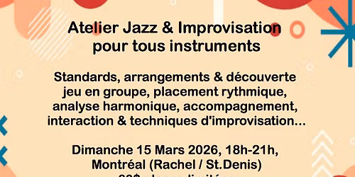 Atelier Jazz & Improvisation - 15 Mars 2026