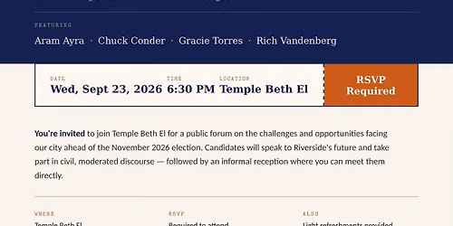 Candidate's Forum at Riverside Temple Beth El