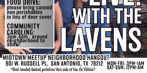 The Lavens Band : Midtown Meetup Holiday Party, Potluck and food drive