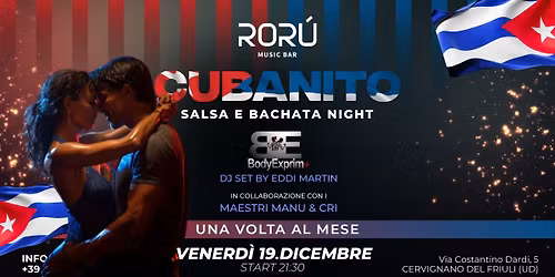 VENERD\u00ec 19 DICEMBRE | CUBANITO | UNA VOLTA AL MESE