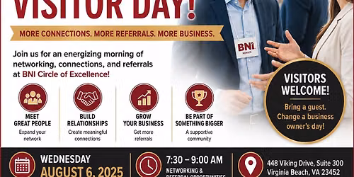 Quarterly Visitor Day - BNI Circle Of Excellence