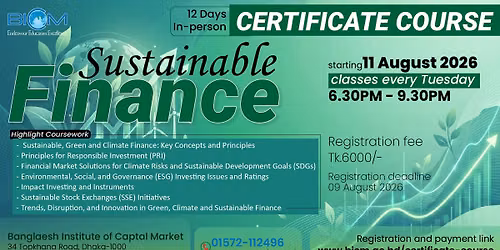 Sustainable Finance (12 weeks, 36 hours, Offline Certificate Course)