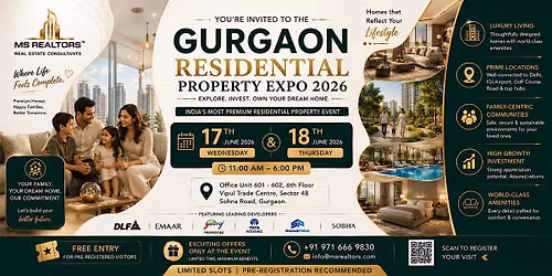 Gurgaon Residential Expo 2026 -- upgrading with tenant? Free June 17