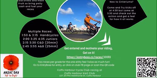 ANZAC Afternoon Criteriums by Coffs Harbour Cycle Club