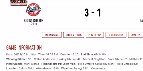 Moose Jaw Miller Express at Regina Red Sox Baseball at Currie Field - Mount Pleasant Sports Park