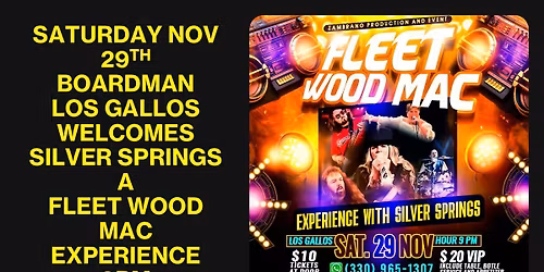 SATURDAY NOV 29TH BOARDMAN LOS GALLOS WELCOMES SILVER SPRINGS A FLEETWOOD MAC EXPERIENCEL