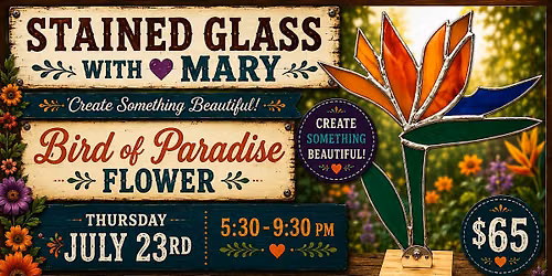 Stained Glass with Mary- Flower