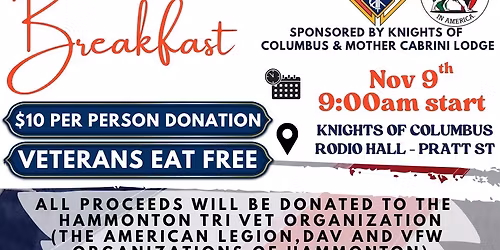 Knights of Columbus & Mother Cabrini Veterans Breakfast