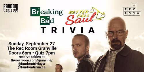 Breaking Bad and Better Call Saul Trivia at The Rec Room Granville