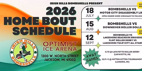 Irish Hills Bombshells vs. Detroit Roller Derby Doubleheader w\/a MIXED SCRIMMAGE! \ud83e\udd73 \ud83c\udf89