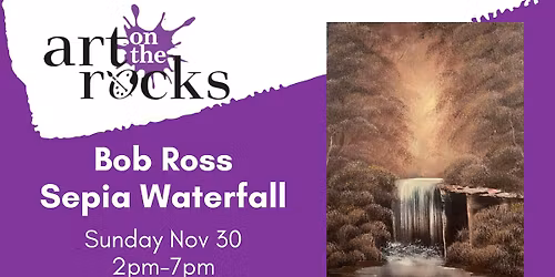 Bob Ross Sepia Waterfall