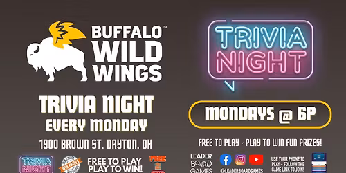 Trivia Night | Buffalo Wild Wings - Dayton OH - MON 6p
