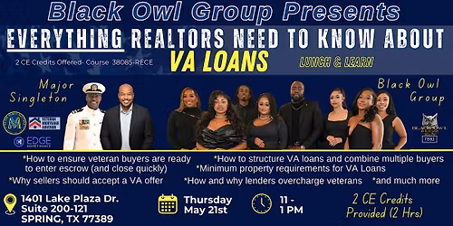 Black Owl Group -Everything Realtors Need to Know about VA Loans (TX CE)