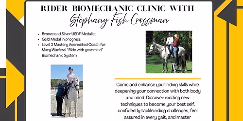 POST PONED: Rider Biomechanics Clinic with Stephany Fish Crossman