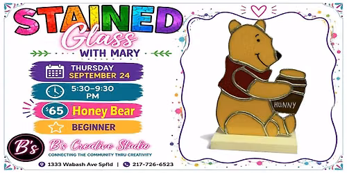 Stained Glass with Mary-Honey Bear