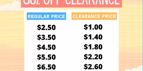 60% Off Summer Clearance Sale