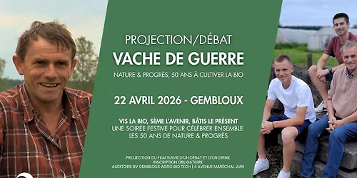 Soir\u00e9e festive, inauguration des 50 ans de Nature & Progr\u00e8s : projection\/d\u00e9bat \u00ab Vache de Guerre \u00bb