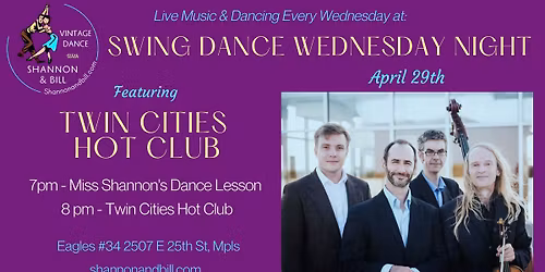 Twin Cities Hot Club at Swing Dance Wednesday 4\/29