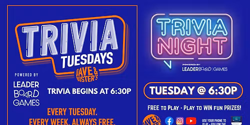 Trivia Night | Dave & Buster's - Roseville CA - TUE 630p @LeaderboardGames