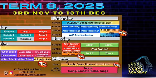 TERM 8. From 3rd Nov to 13th Dec