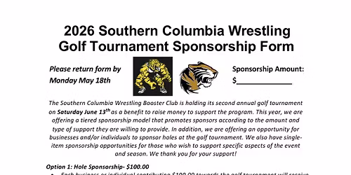 Southern Columbia Wrestling Second Annual Golf Tournament 