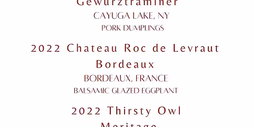 Thirsty Owl VS the World Wine Tasting