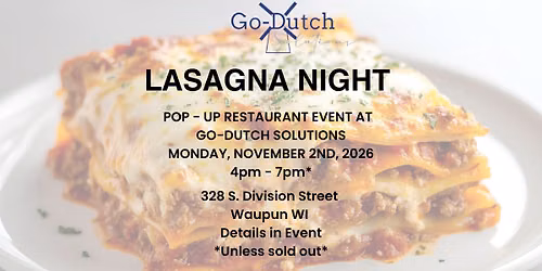 Lasagna Night | Dine In or Take Out