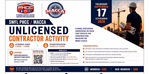 PHCC\/MACCA Unlicensed Contractor Activity 
