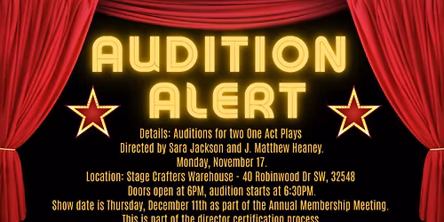 AUDITION ALERT : MONDAY, NOVEMBER 17th