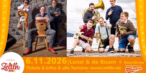 21tes Zeltln Festival: Lenzi & de Buam + BaamBrass
