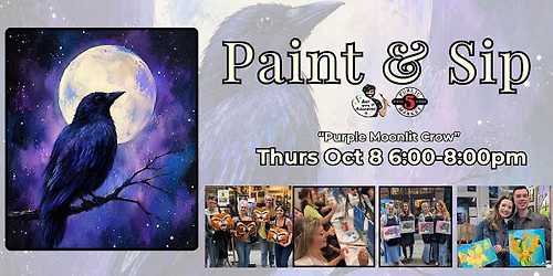 Paint & Sip in Eugene, Oregon \u201cPurple Moonlit Crow\u201d