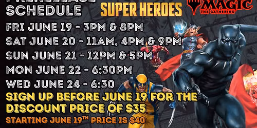 Magic The Gathering Marvel Superheroes Prerelease events